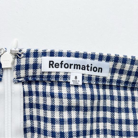 Reformation Elton Gingham Linen Set Cropped Blazer and Mini Skirt - Picture 11 of 11
